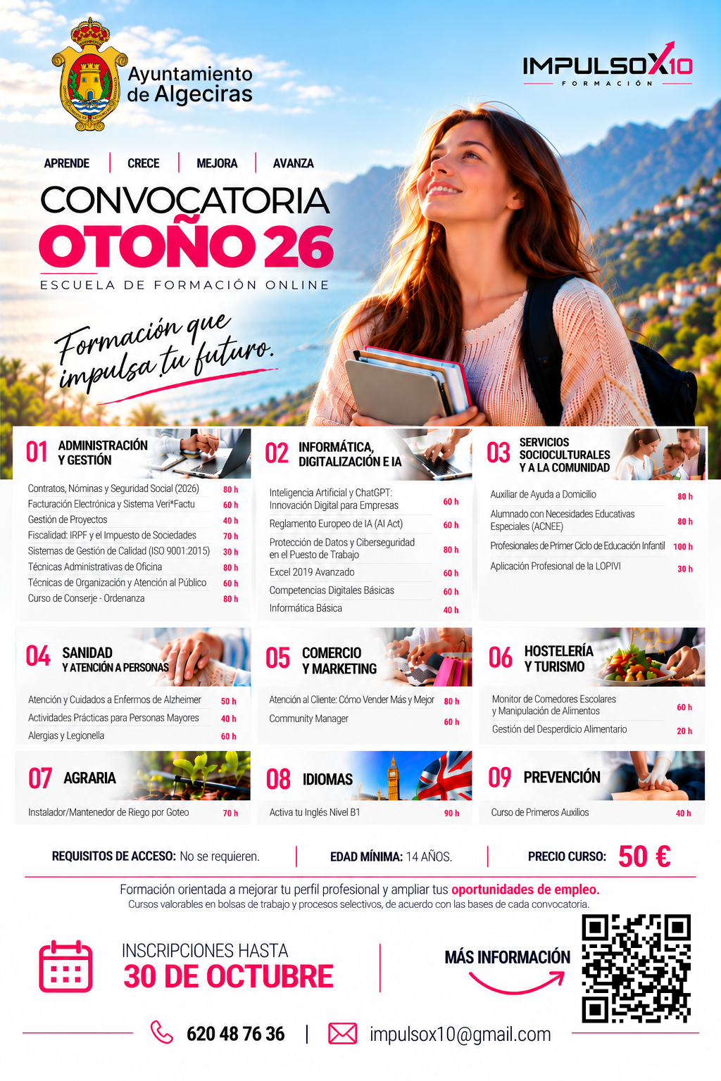 Imagen de la noticia: Abierto el plazo para 29 cursos online de otoño en Algeciras, 50 euros cada uno